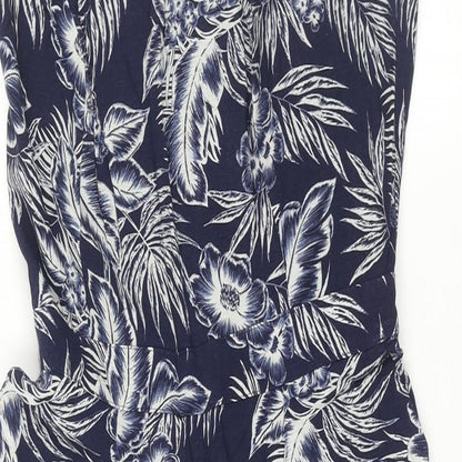 NEXT Womens Blue Geometric Polyester Jumpsuit One-Piece Size 10 L17 in Zip - Plant Print