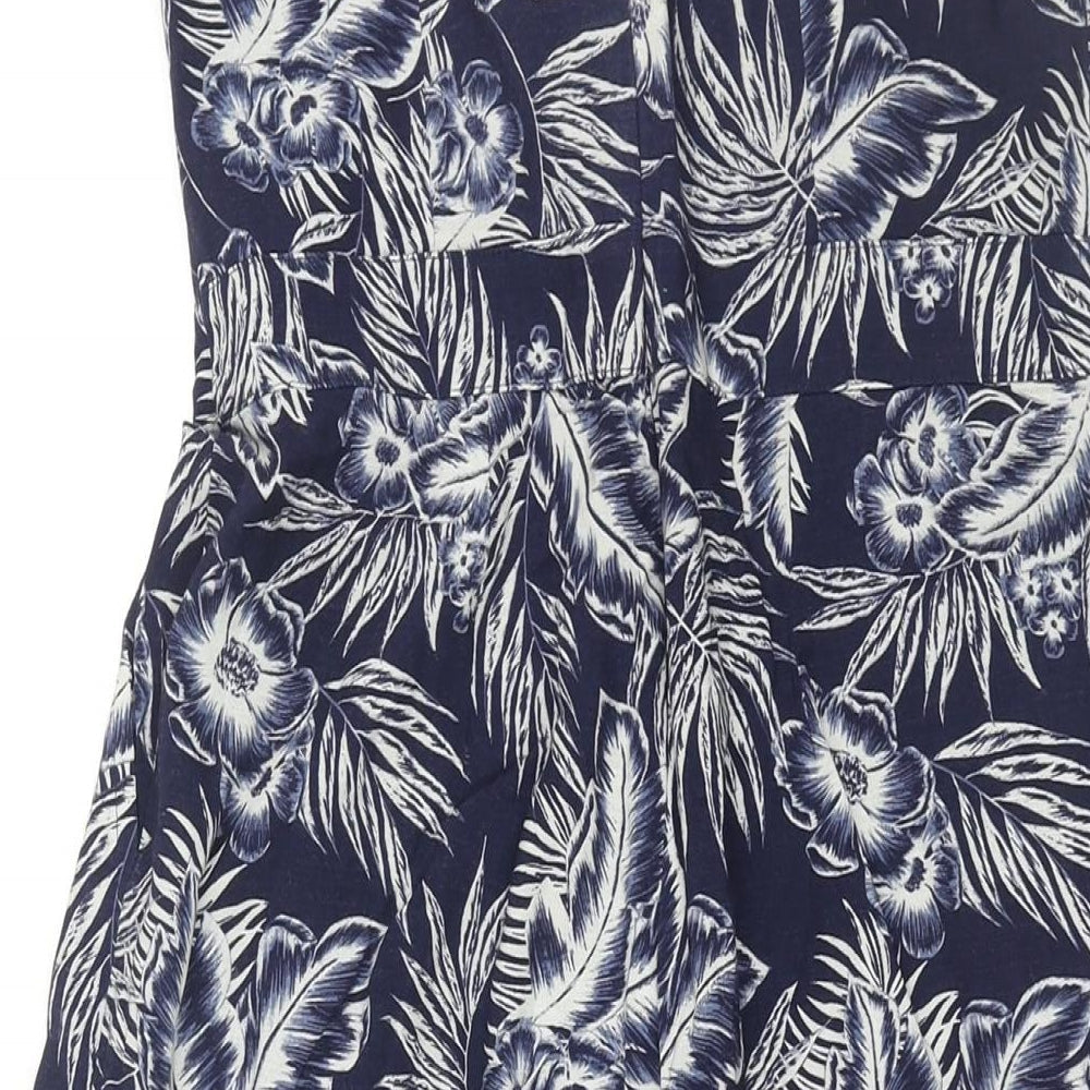 NEXT Womens Blue Geometric Polyester Jumpsuit One-Piece Size 10 L17 in Zip - Plant Print