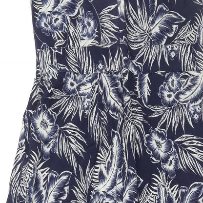 NEXT Womens Blue Geometric Polyester Jumpsuit One-Piece Size 10 L17 in Zip - Plant Print