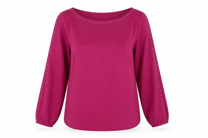 Wallis Womens Purple Polyester Basic Blouse Size 12 Boat Neck - Sleeve Cut Out Stud Detail