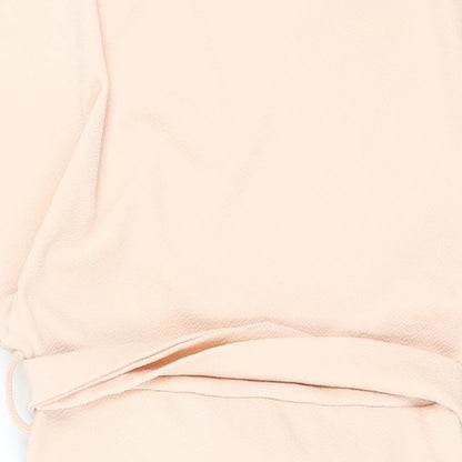 Boohoo Womens Pink Polyester Shift Size 14 V-Neck Pullover - Belted Batwing Sleeve