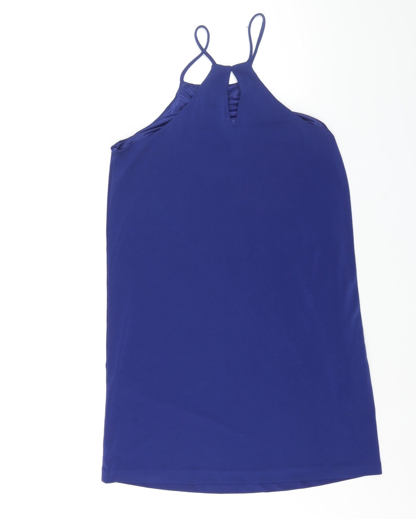 Mango Womens Blue Polyester Shift Size S Square Neck Button