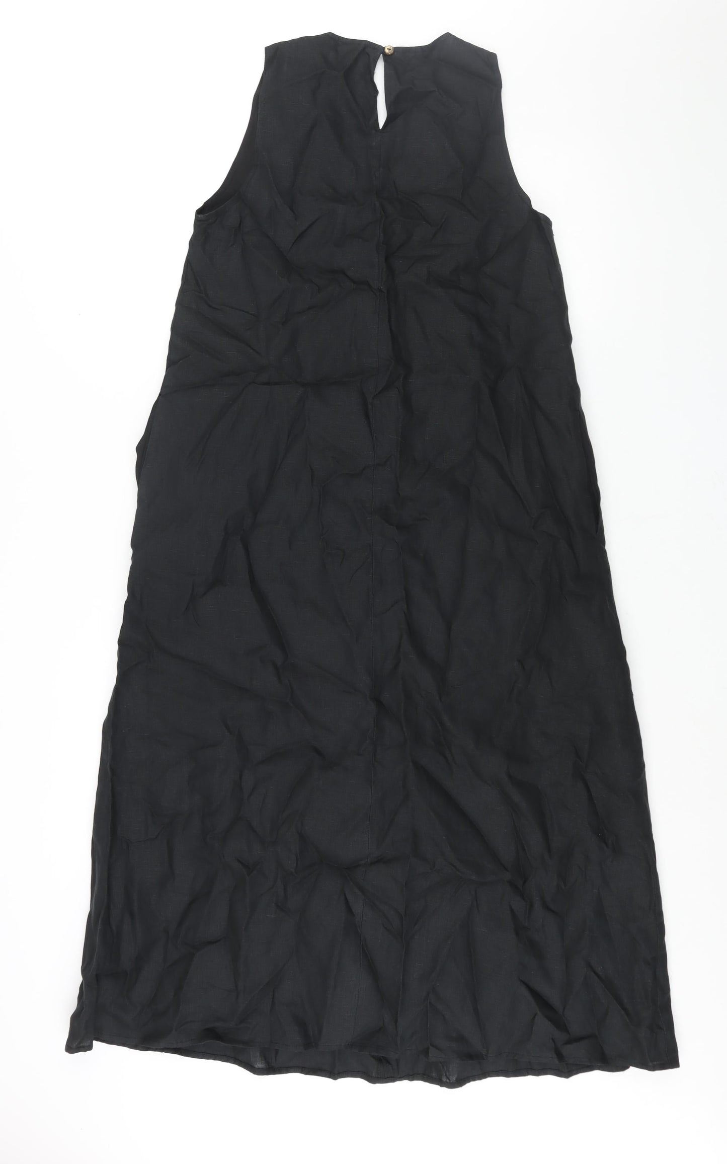 The Leaf Closet Womens Black Polyester Shift Size S V-Neck Button