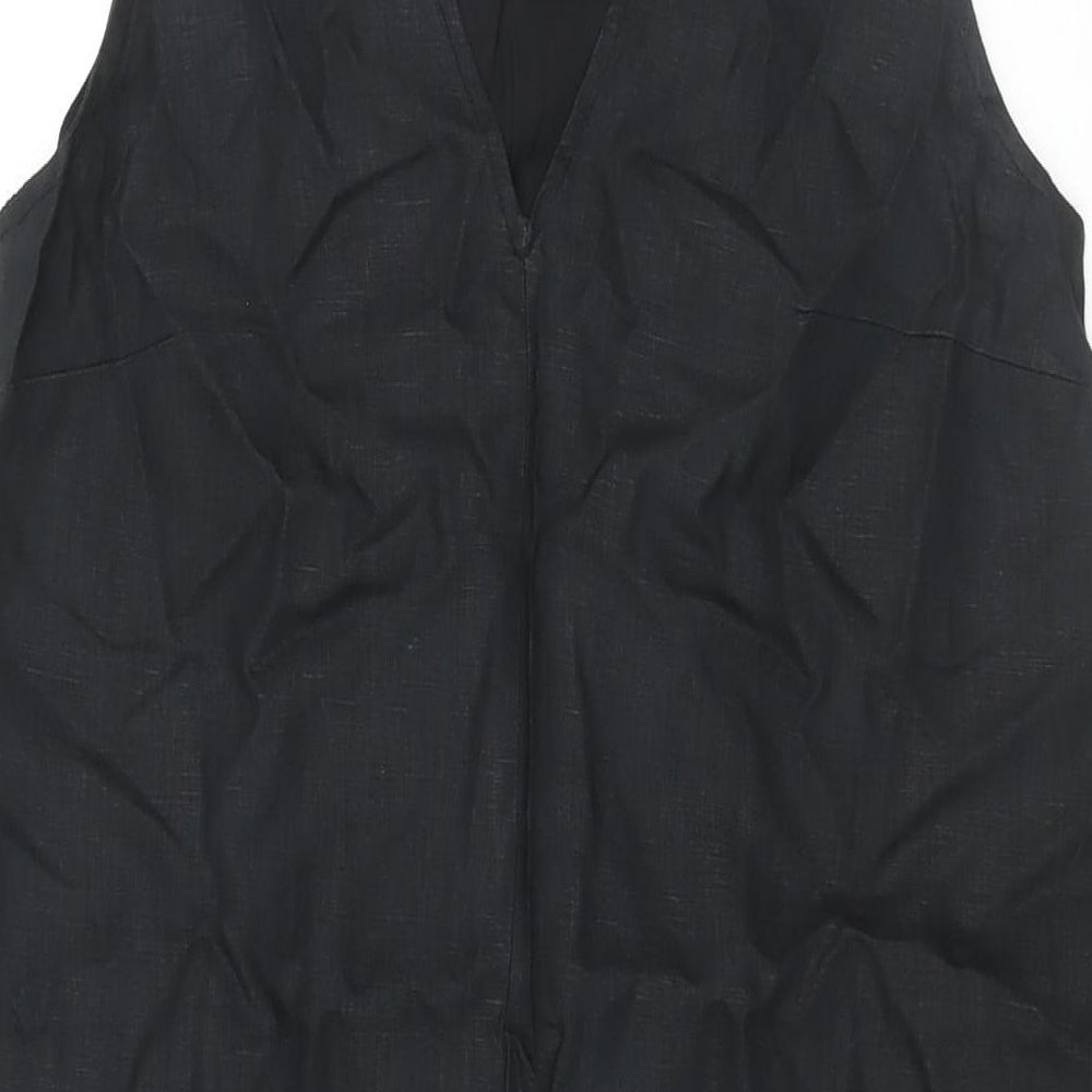 The Leaf Closet Womens Black Polyester Shift Size S V-Neck Button