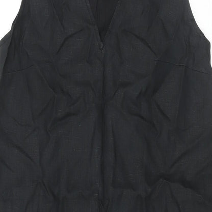 The Leaf Closet Womens Black Polyester Shift Size S V-Neck Button