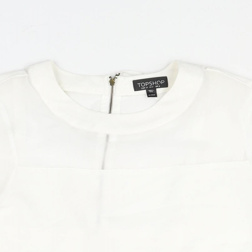 Womens UK Size 6 Topshop White Basic Blouse