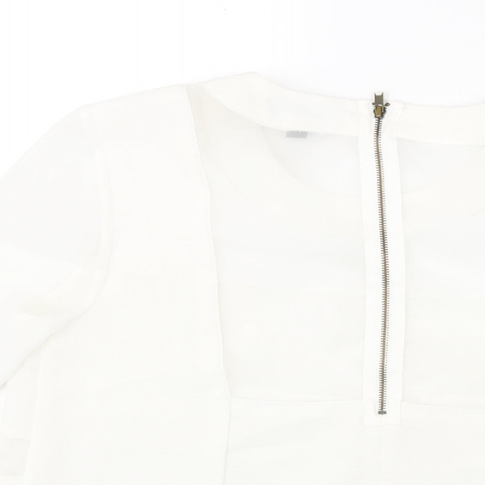 Womens UK Size 6 Topshop White Basic Blouse