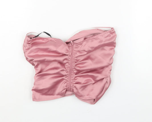 Womens UK Size 8 Missguided Pink Cropped Blouse