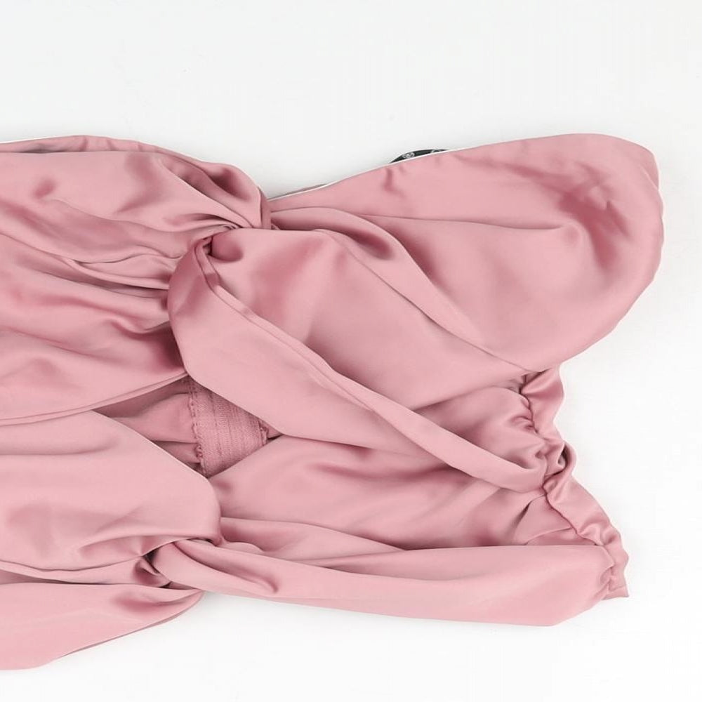 Womens UK Size 8 Missguided Pink Cropped Blouse