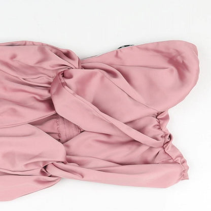 Womens UK Size 8 Missguided Pink Cropped Blouse