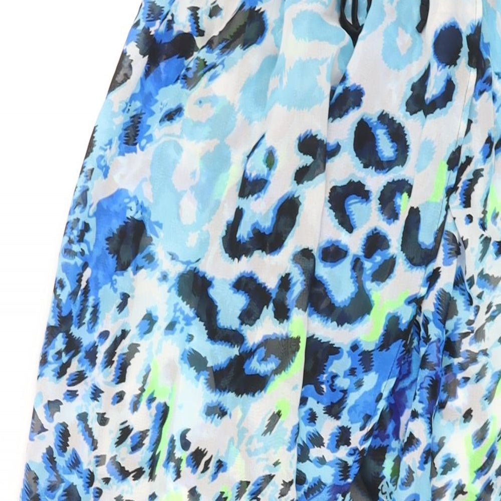Studio Womens Blue Animal Print Polyester Cover Up Size 8 - Size 8-10 Drawstring Open Front Semi Sheer