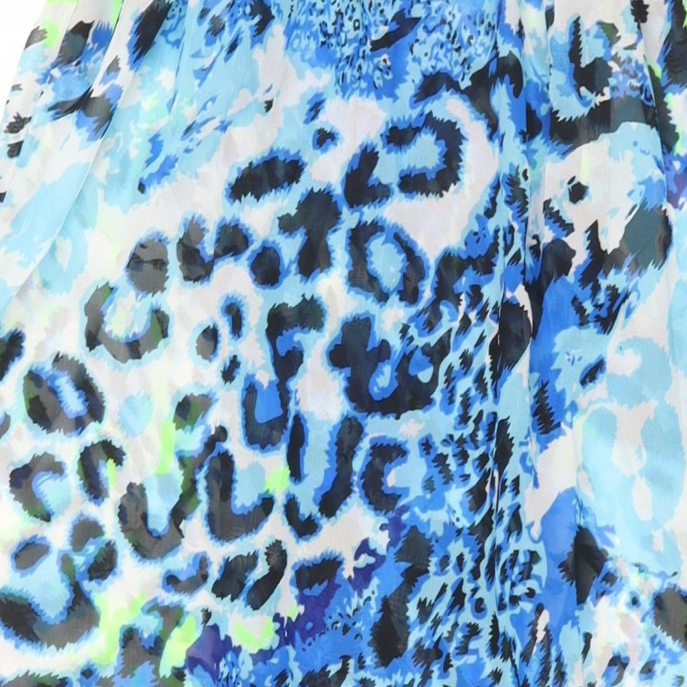 Studio Womens Blue Animal Print Polyester Cover Up Size 8 - Size 8-10 Drawstring Open Front Semi Sheer