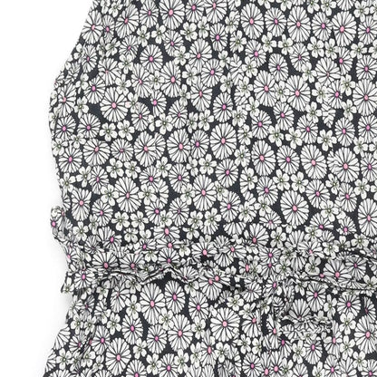 Wallis Womens Multicoloured Geometric Viscose Shift Size 16 Round Neck Zip - Lace Detail Belted Floral Print