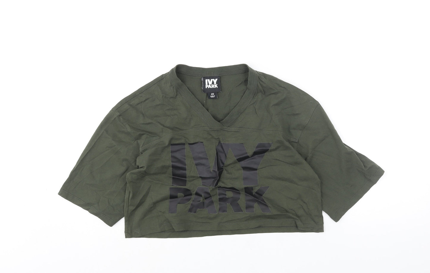 Womens UK Size XS IVY PARK Green Cropped T-Shirt