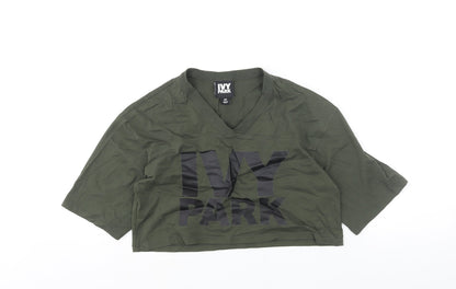 Womens UK Size XS IVY PARK Green Cropped T-Shirt