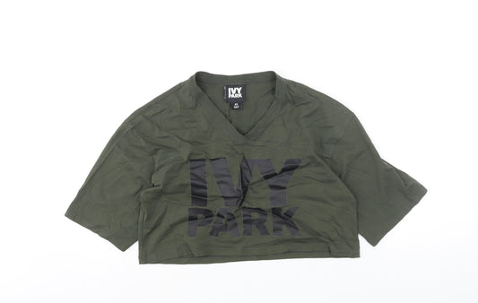 Womens UK Size XS IVY PARK Green Cropped T-Shirt