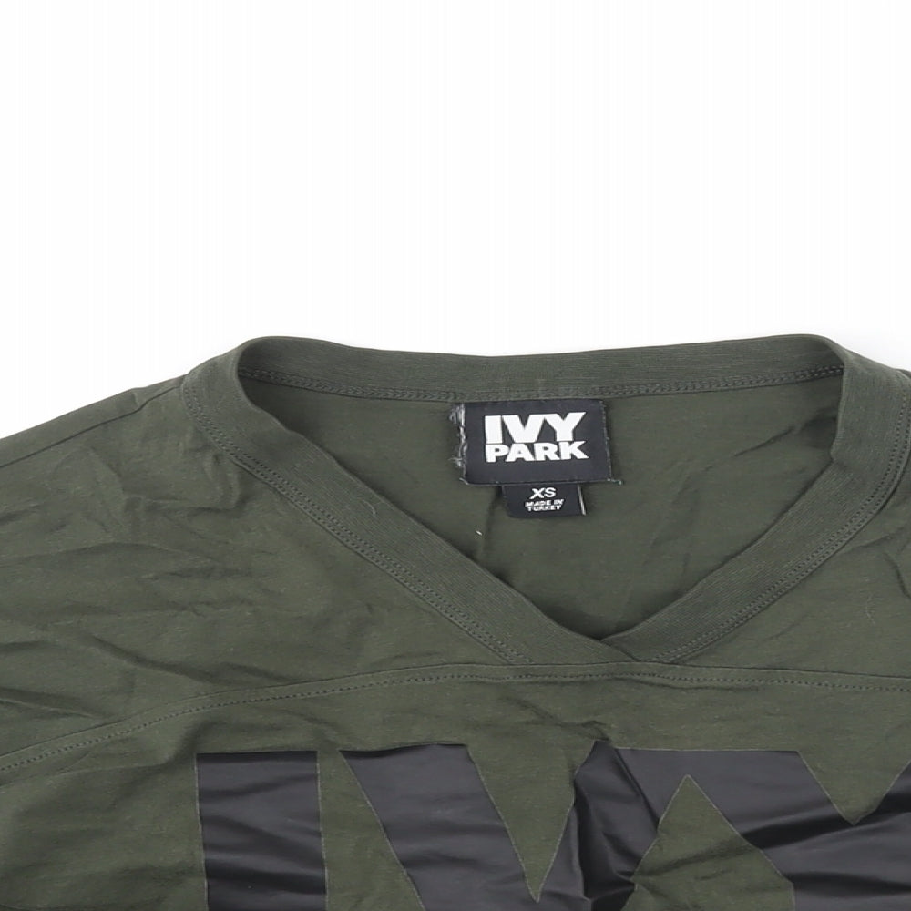 Womens UK Size XS IVY PARK Green Cropped T-Shirt