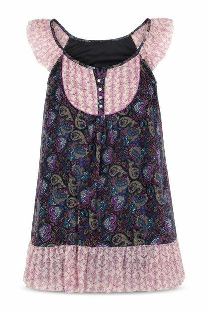 Editions Womens Multicoloured Geometric Polyester Shift Size 14 Scoop Neck Button - Frill