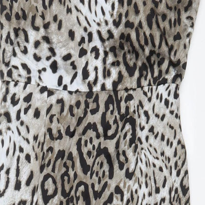 Missguided Womens Grey Animal Print Polyester A-Line Size 12 Cowl Neck Zip