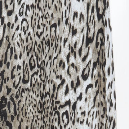 Missguided Womens Grey Animal Print Polyester A-Line Size 12 Cowl Neck Zip