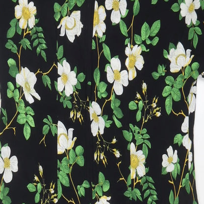 Dorothy Perkins Womens Black Floral Viscose Sheath Size 14 Scoop Neck Zip