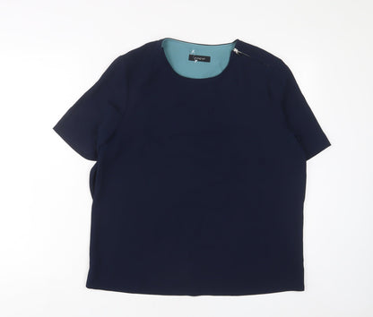Autograph Womens Blue Polyester Basic T-Shirt Size 10 Crew Neck