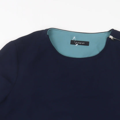 Autograph Womens Blue Polyester Basic T-Shirt Size 10 Crew Neck