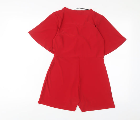Missguided Womens Red Polyester Playsuit One-Piece Size 8 L3 in Pullover