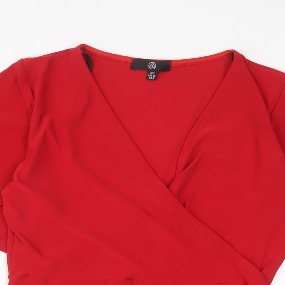 Missguided Womens Red Polyester Playsuit One-Piece Size 8 L3 in Pullover