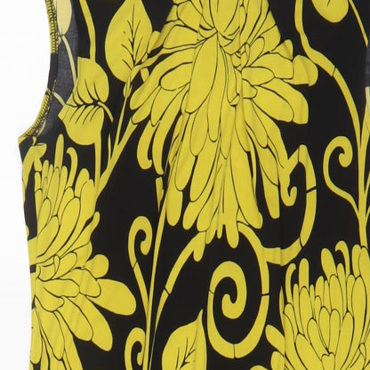 Wallis Womens Yellow Geometric Polyester A-Line Size S Boat Neck Button