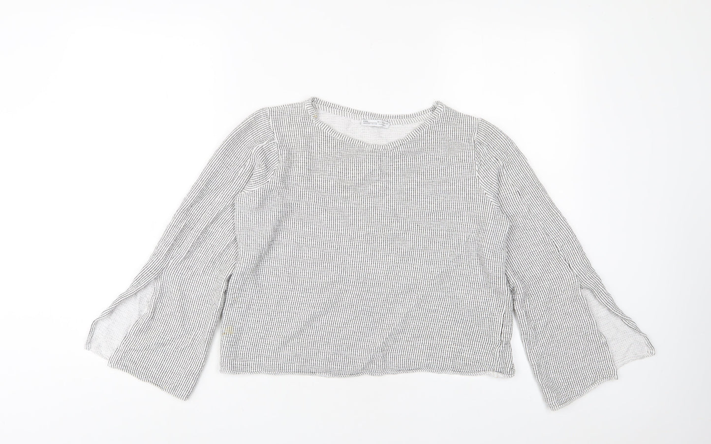 Womens UK Size M Zara Grey Cropped T-Shirt