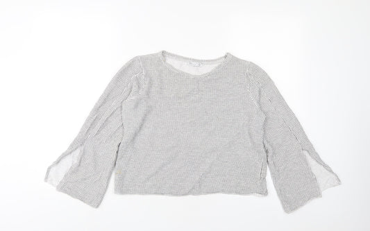 Womens UK Size M Zara Grey Cropped T-Shirt