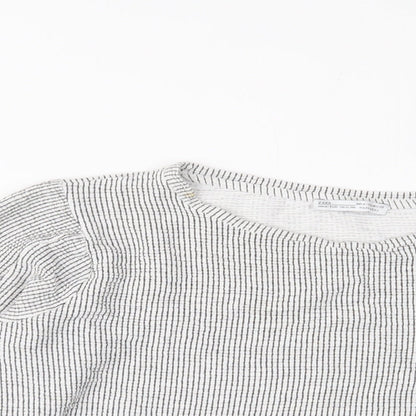 Womens UK Size M Zara Grey Cropped T-Shirt