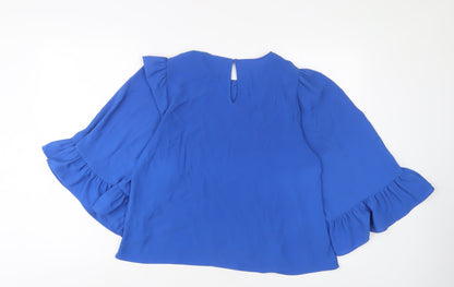 Womens UK Size M Zara Blue Basic Blouse