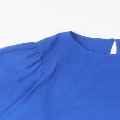 Womens UK Size M Zara Blue Basic Blouse