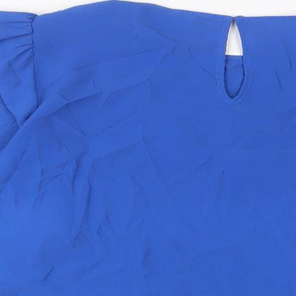 Womens UK Size M Zara Blue Basic Blouse