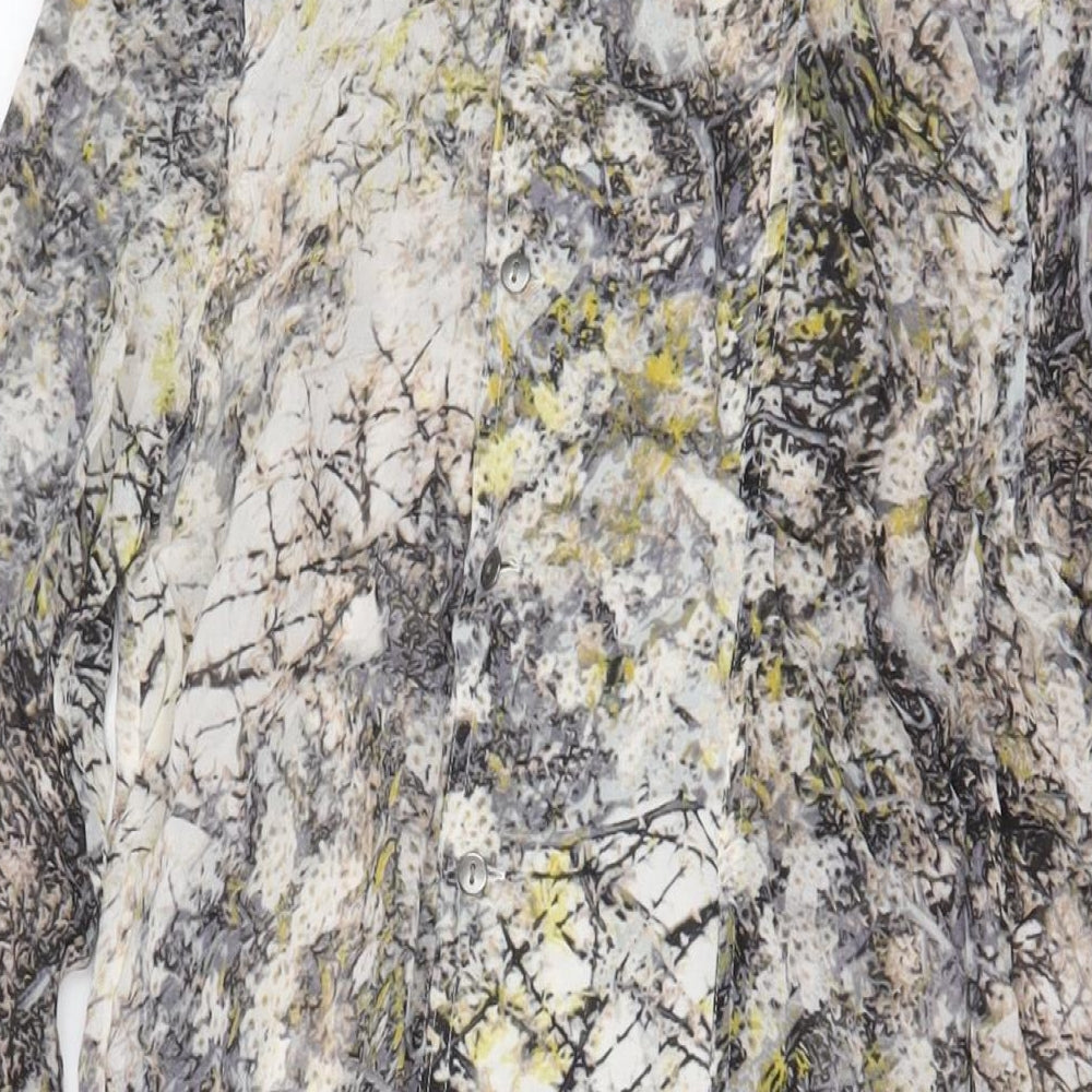 NEXT Womens Grey Geometric Viscose A-Line Size 12 Crew Neck Button