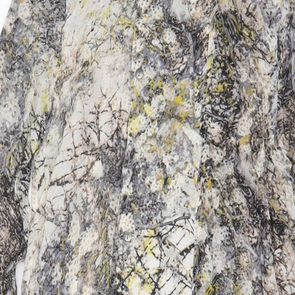 NEXT Womens Grey Geometric Viscose A-Line Size 12 Crew Neck Button