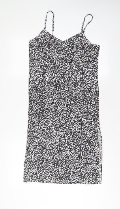 Per Una Womens Grey Animal Print Polyester A-Line Size 10 V-Neck Pullover