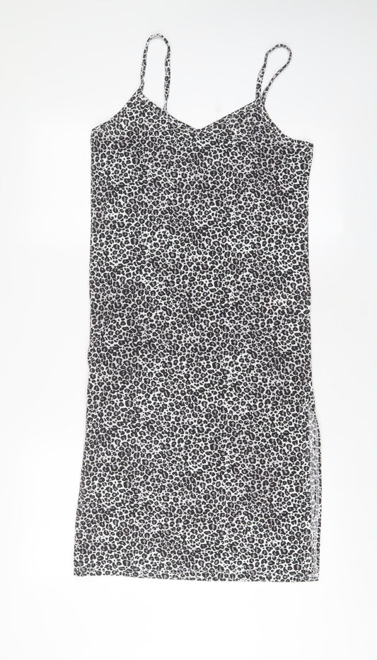 Per Una Womens Grey Animal Print Polyester A-Line Size 10 V-Neck Pullover