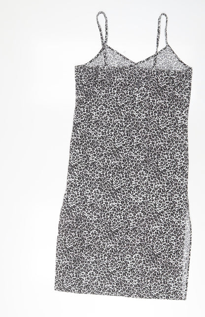 Per Una Womens Grey Animal Print Polyester A-Line Size 10 V-Neck Pullover