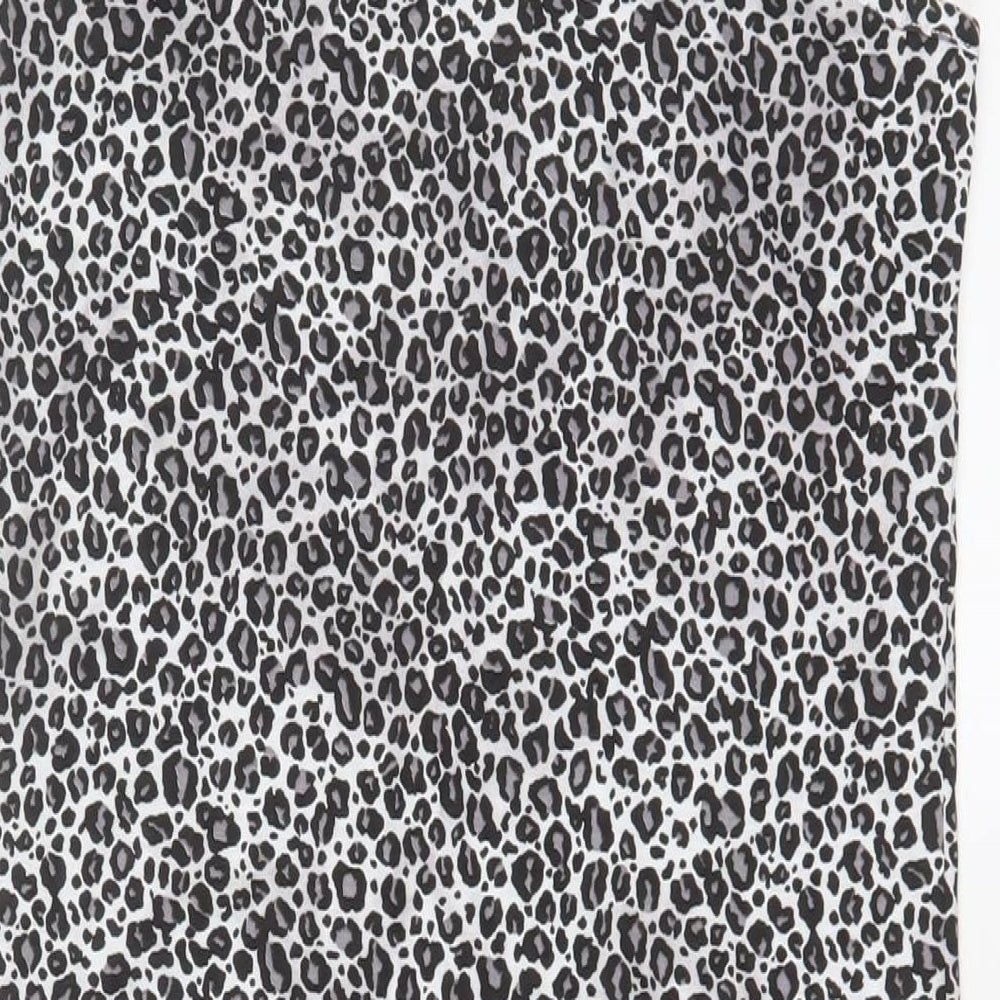 Per Una Womens Grey Animal Print Polyester A-Line Size 10 V-Neck Pullover