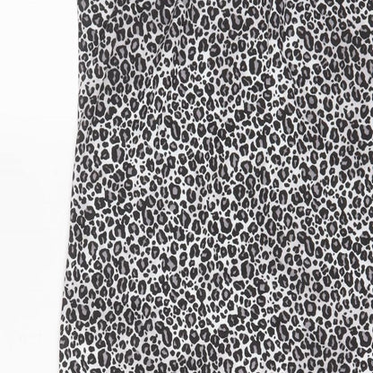 Per Una Womens Grey Animal Print Polyester A-Line Size 10 V-Neck Pullover