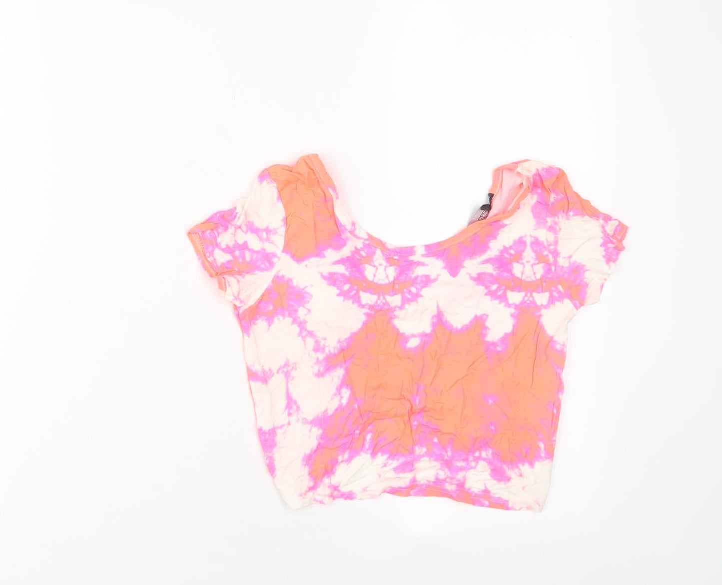 Womens UK Size 2XS Republic Pink Cropped T-Shirt