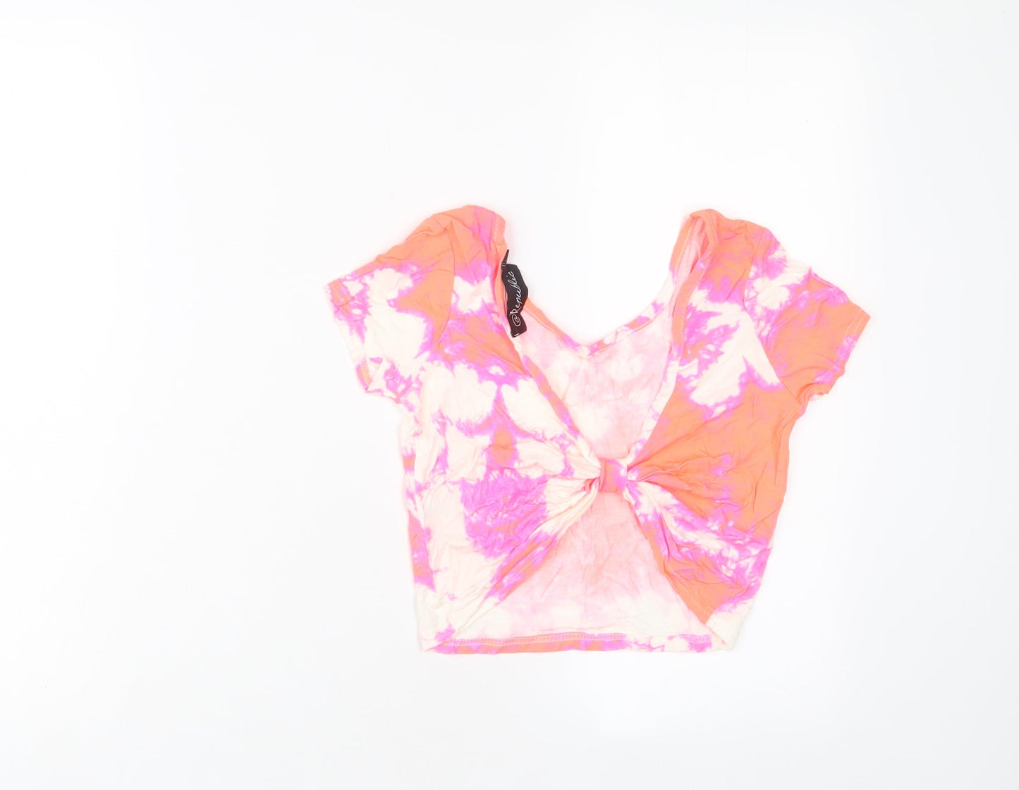 Womens UK Size 2XS Republic Pink Cropped T-Shirt