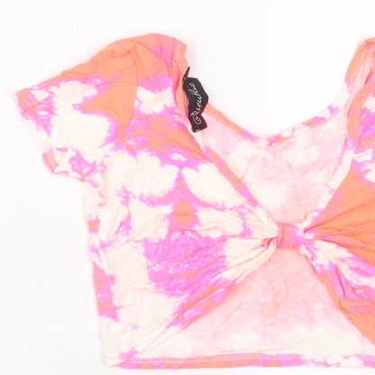 Womens UK Size 2XS Republic Pink Cropped T-Shirt