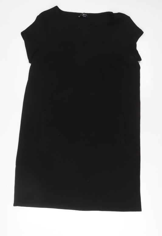 Yessica Womens Black Polyester A-Line Size 14 V-Neck Pullover