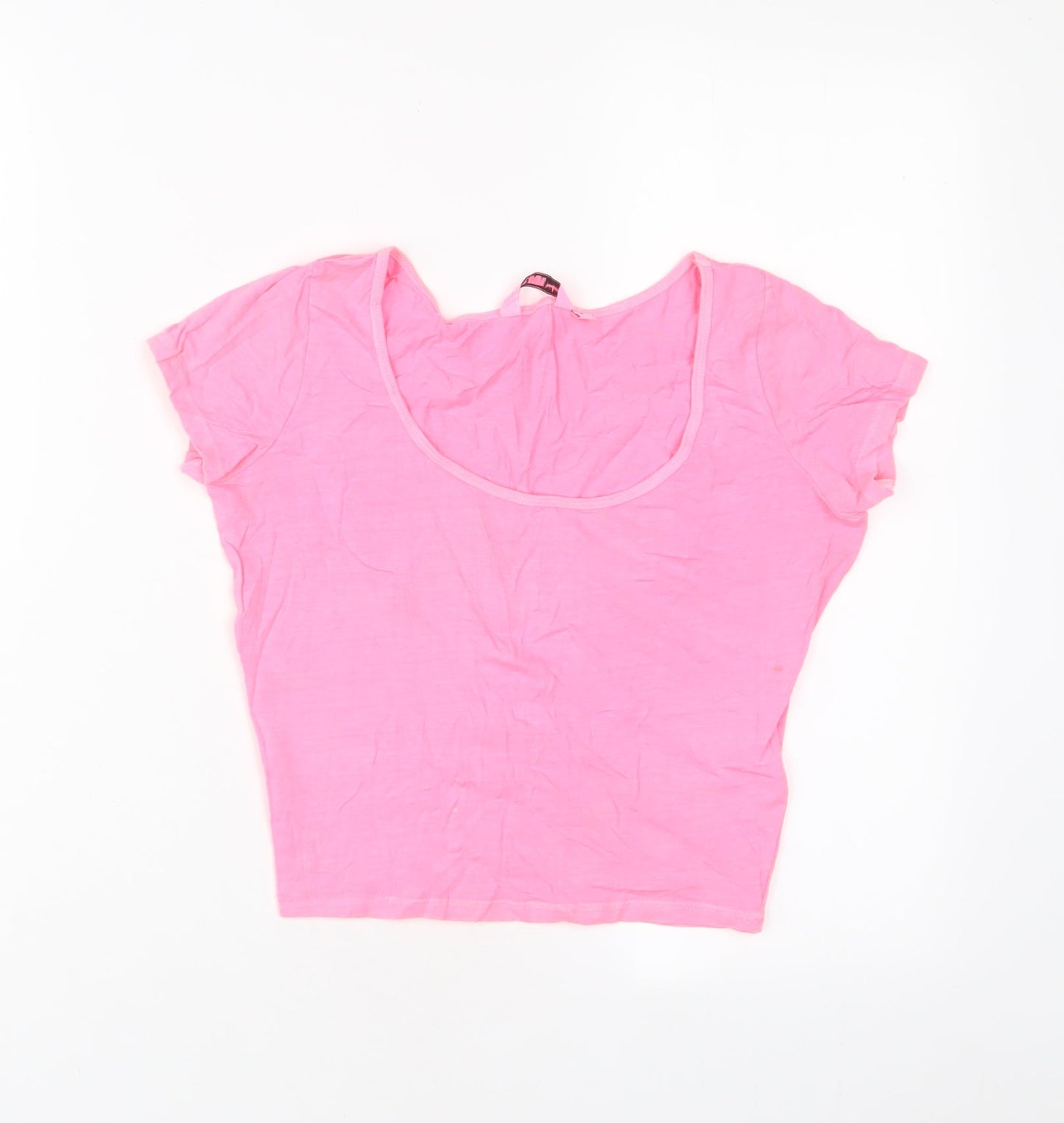 Womens UK Size 6 New Look Pink Cropped T-Shirt