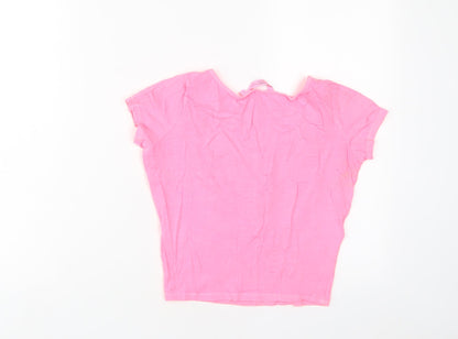 Womens UK Size 6 New Look Pink Cropped T-Shirt