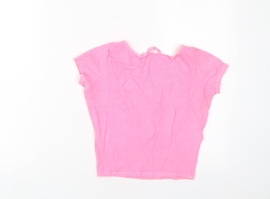 Womens UK Size 6 New Look Pink Cropped T-Shirt